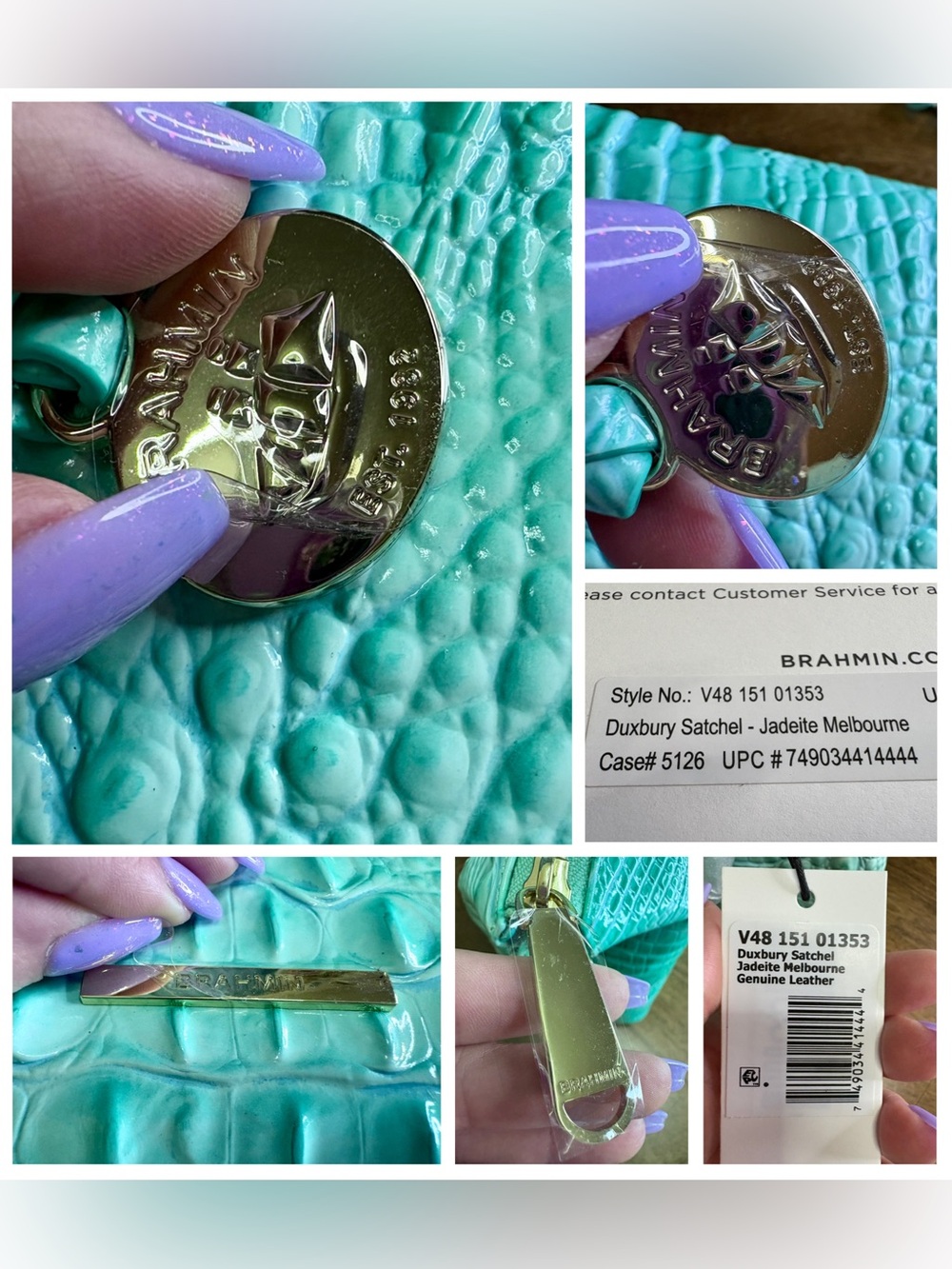 Brahmin NWT Duxbury - Jadeite - *Exclusive Design* - FRONT EYE - Cool Mint - Picture 6 of 16